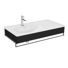 Vitra Equal 64088 Lavabo Ünitesi 100 cm, Asimetrik Lavabolu, Havluluklu, Hareli Siyah Meşe